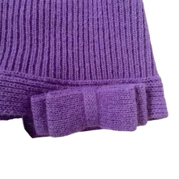 Portolano Purple Lambswool Angora Ribbed Knit Bow Beanie - new with tags! - Picture 6 of 7